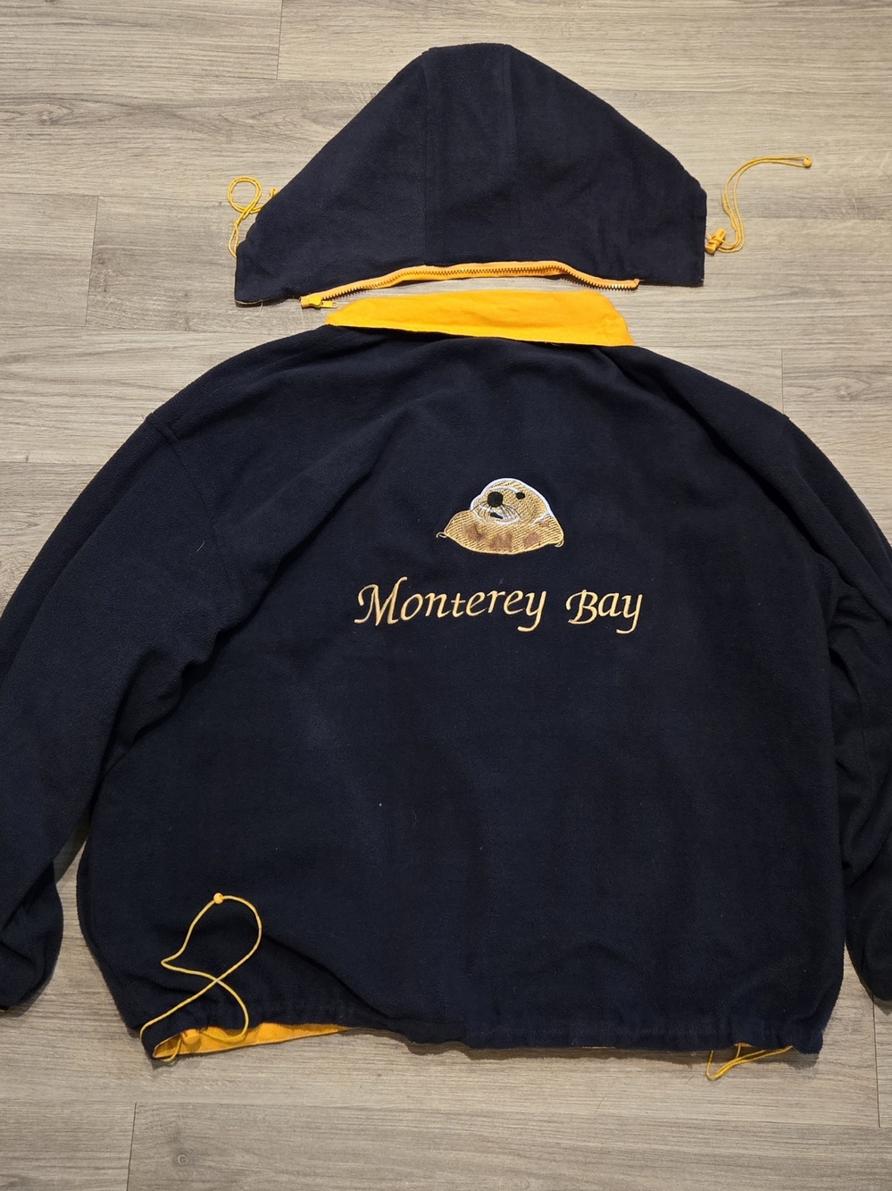 Monterey Bay Reversable Mustard Yellow Jacket with Embroidered Otter
